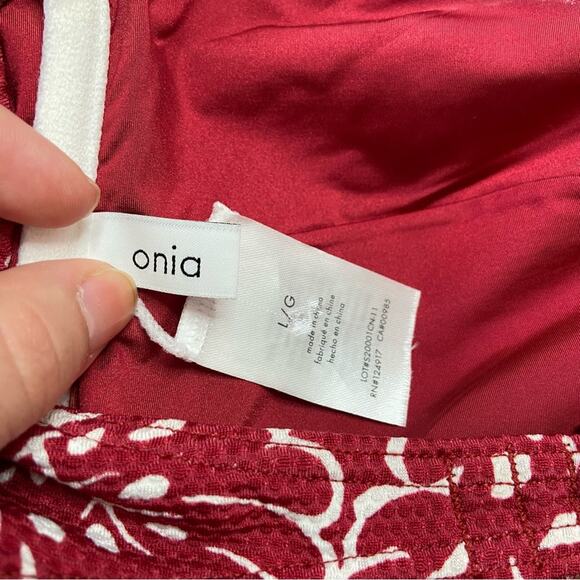 Onia Red and White Bandeau Bikini Top Size Large - Picture 3 of 5